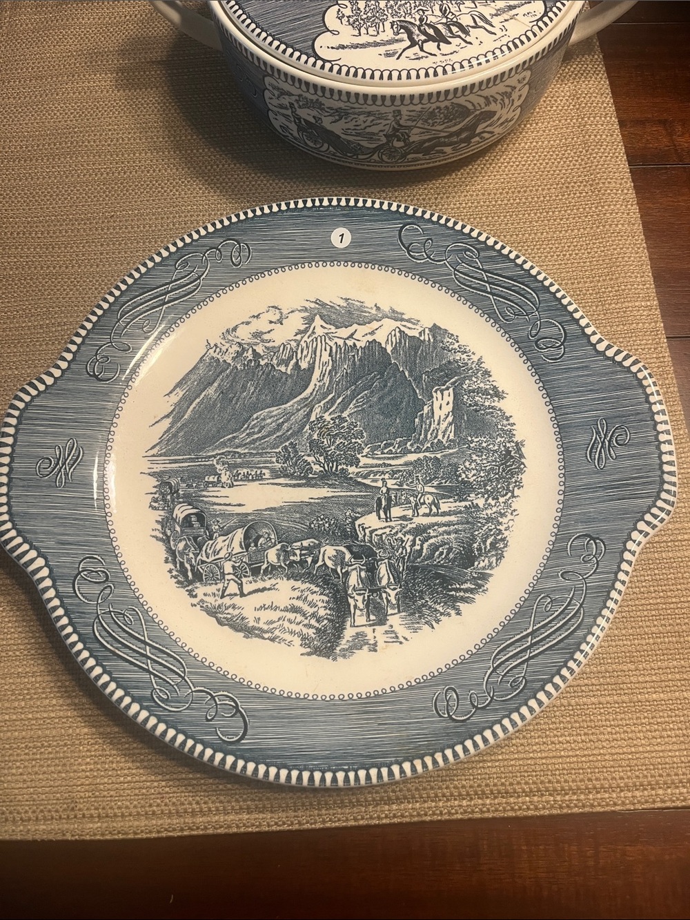1960’s vintage Currier & Ives Scenic Americana Ceramic Serving Platter